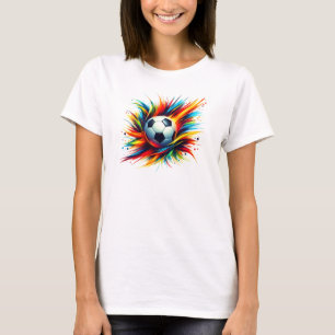 Futuristischer Fußball Splash Soccer Ball Abstrakt T-Shirt