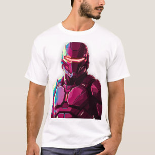 Futuristischer gepanzerter Soldat Weiße Ästhetik S T-Shirt