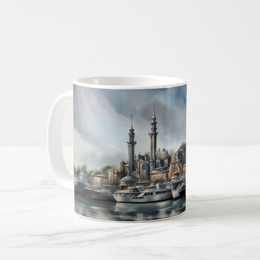Futuristischer Hafen Kaffeetasse (Vorderseite Links)