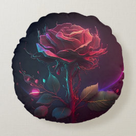 Futuristischer Hintergrund der Rose Rundes Kissen