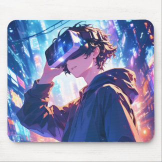 Futuristischer Junge mit VR - Anime-Mauspad Mousepad