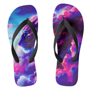 Futuristischer kosmischer Neon-Leopard  Badesandalen