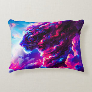 Futuristischer kosmischer Neon-Leopard  Dekokissen
