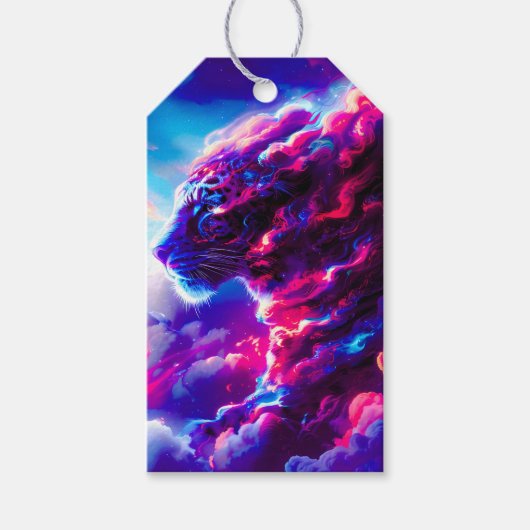 Futuristischer kosmischer Neon-Leopard Geschenkanhänger (Vorderseite)