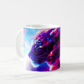 Futuristischer kosmischer Neon-Leopard  Kaffeetasse (Vorderseite Links)