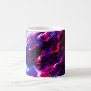 Futuristischer kosmischer Neon-Leopard  Kaffeetasse