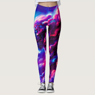 Futuristischer kosmischer Neon-Leopard Leggings