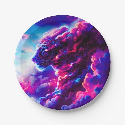 Futuristischer kosmischer Neon-Leopard  Pappteller (Vorderseite)