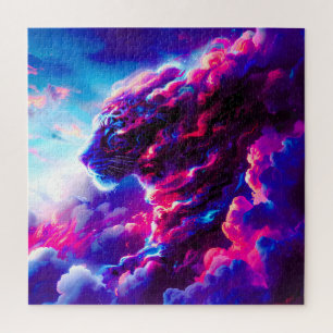 Futuristischer kosmischer Neon-Leopard  Puzzle