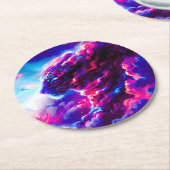 Futuristischer kosmischer Neon-Leopard Runder Pappuntersetzer (Angewinkelt)