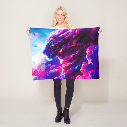Futuristischer kosmischer Neonleopard Fleecedecke (Beispiel)