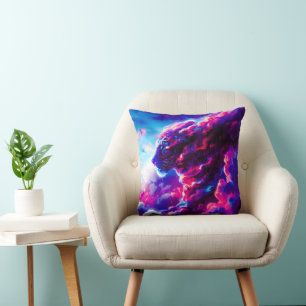 Futuristischer kosmischer Neonleopard Kissen