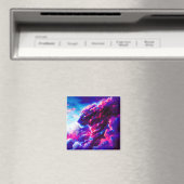Futuristischer kosmischer Neonleopard  Magnet (In Situ (Geschirrspüler))