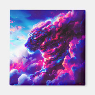 Futuristischer kosmischer Neonleopard Magnet
