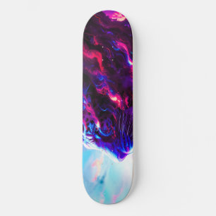 Futuristischer kosmischer Neonleopard Skateboard