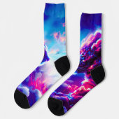 Futuristischer kosmischer Neonleopard  Socken (Linkes Detail)