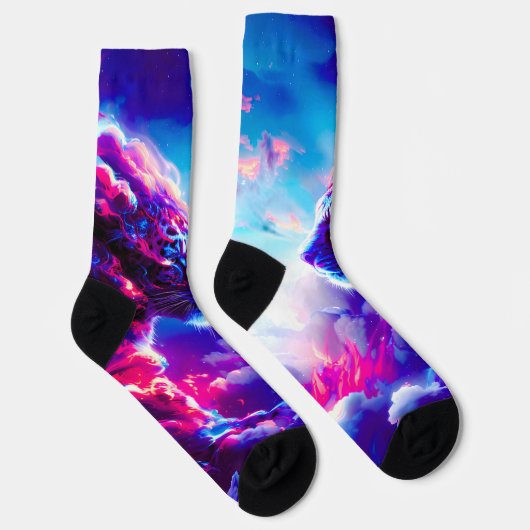 Futuristischer kosmischer Neonleopard  Socken (Rechts)