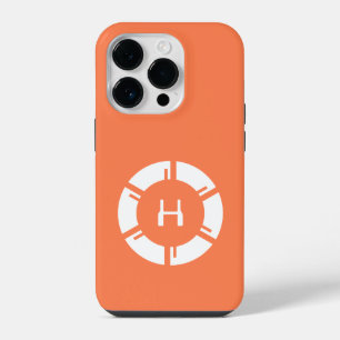 Futuristischer Kreis mit SCI-Fi Monogramm Orange iPhone 14 Pro Hülle