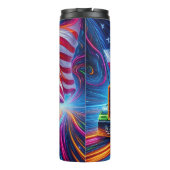 Futuristischer Lkw auf der Neon Road Thermosbecher (Rückseite)