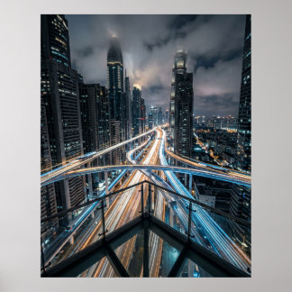 Futuristischer Luftverkehrs-Highway-Knotenpunkt Poster