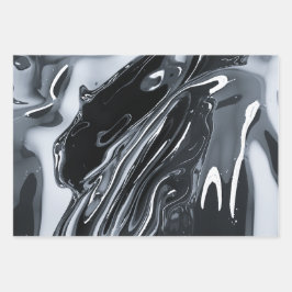 Futuristischer Metallischer Chrom Geschenkpapier Set