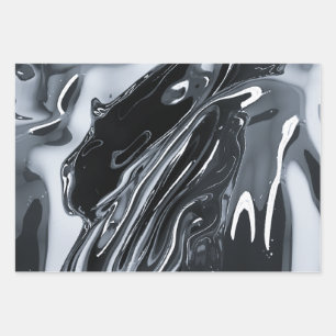 Futuristischer Metallischer Chrom Geschenkpapier Set