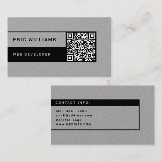 Futuristischer Minimaler Stil mit QR-Code Visitenkarte (Vorne/Hinten)