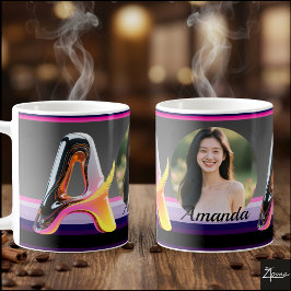 Futuristischer Neon-Glanz-Abstrakter Buchstabe A Kaffeetasse