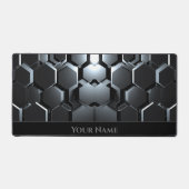 Futuristischer Neon glänzend schwarze sechseckige Schreibtischunterlage (Vorderseite)