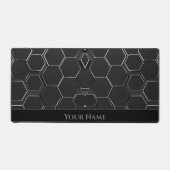 Futuristischer Neon glänzend schwarze sechseckige Schreibtischunterlage (Vorderseite)