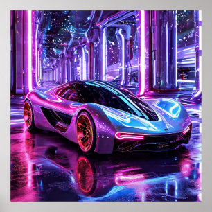⚡ Futuristischer Neon-Sportwagen Geschwindigkeit S Poster