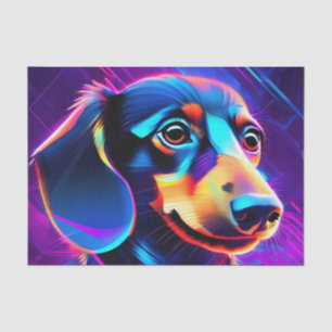 Futuristischer Neonhund Dackel Seidenpapier
