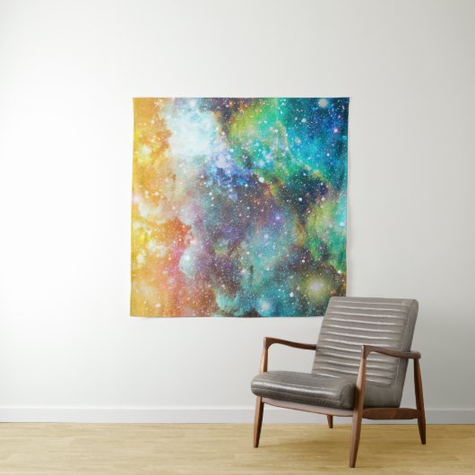 Futuristischer Raum, nebeliger Hintergrund. Wandteppich (Beispiel (Horizontal))