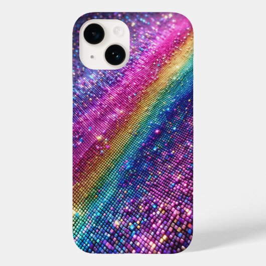Futuristischer Regenbogen-Pixel-Glanz-Verlauf-Luxu Case-Mate iPhone Hülle (Rückseite)