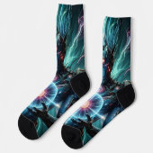 Futuristischer Robot Cosmic Core Cyberpunk Socken (Linkes Detail)