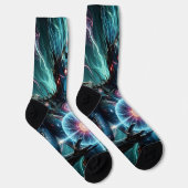 Futuristischer Robot Cosmic Core Cyberpunk Socken (Rechts)