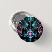 Futuristischer Robot kosmischer Kern Cyberpunk Button (Vorne & Hinten)