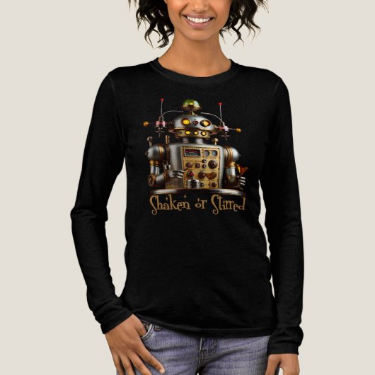 Futuristischer Roboter Barkeeper "Geschüttelt oder Tri-Blend Shirt (Vorderseite)
