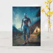 Futuristischer Roboter in antiker Landschaft Karte (Gelbe Blume)