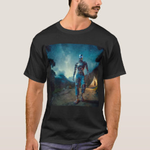 Futuristischer Roboter in antiker Landschaft T-Shirt