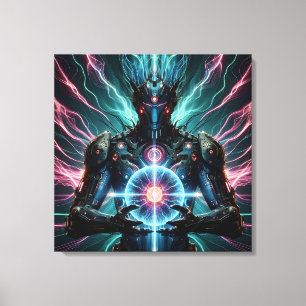 Futuristischer Roboter Kosmischer Kern Cyberpunk Leinwanddruck