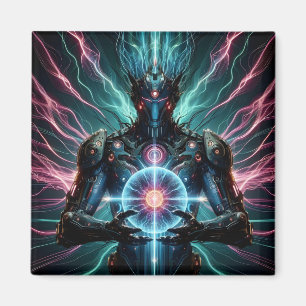 Futuristischer Roboter Kosmischer Kern Cyberpunk Magnet