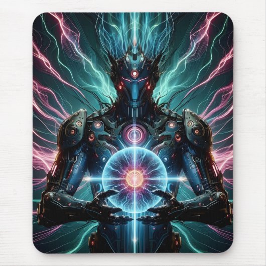 Futuristischer Roboter Kosmischer Kern Cyberpunk Mousepad (Vorne)