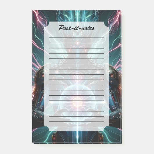 Futuristischer Roboter Kosmischer Kern Cyberpunk Post-it Klebezettel (Vorderseite)