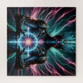 Futuristischer Roboter Kosmischer Kern Cyberpunk Puzzle (Horizontal)