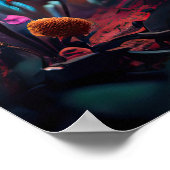 Futuristischer Roboter, umgeben von Blume Poster (Ecke)