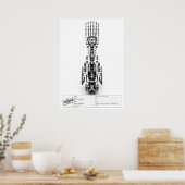 Futuristischer Roboterarm Explosionsdarstellung Poster (Küche)