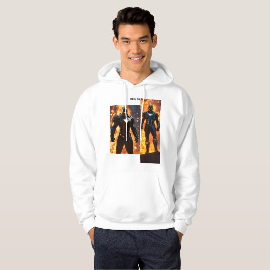 Futuristischer Schwarzeisermann Hoodie (Vorne ganz)