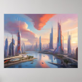 Futuristischer Sonnenuntergang: lebendiges technol Poster (Vorne)