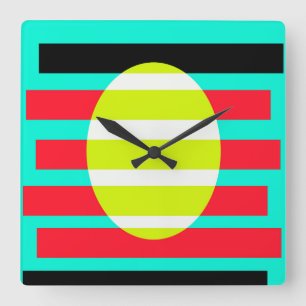 Futuristischer Sonnenuntergang Quadratische Wanduhr